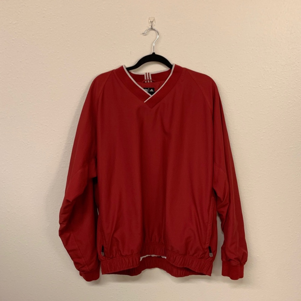 Adidas red vintage windbreaker pullover